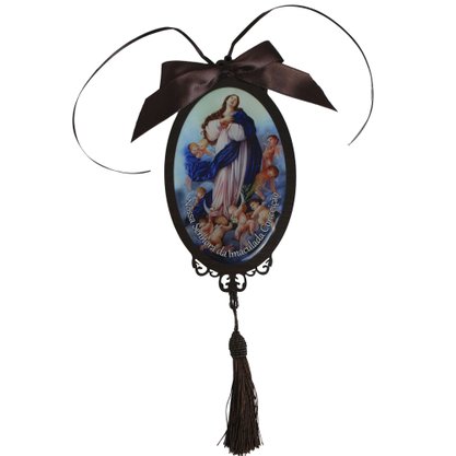 Adorno Oval de Porta Nossa Senhora da Imaculada Conceição 30 x 10 cm