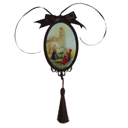 Adorno Oval de Porta Nossa Senhora de Fátima 30 x 10 cm