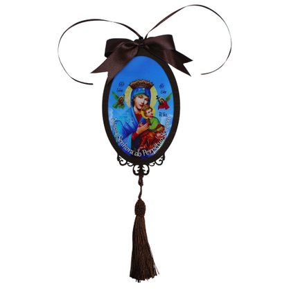 Adorno Oval de Porta Nossa Senhora do Perpetuo Socorro 30 X 10 Cm