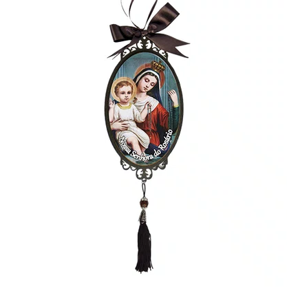 Adorno Oval de Porta Nossa Senhora do Rosário 30 x 10 cm