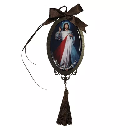 Adorno Oval Jesus Misericordioso em MDF