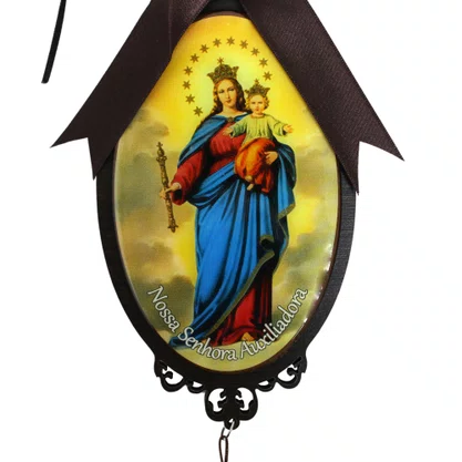 Adorno Oval Nossa Senhora Auxiliadora em MDF
