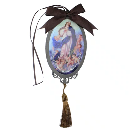 Adorno Oval Nossa Senhora da Imaculada Conceição em MDF