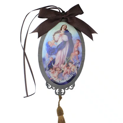 Adorno Oval Nossa Senhora da Imaculada Conceição em MDF