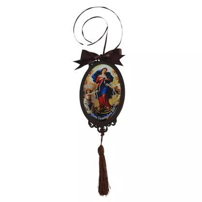 Adorno Oval Nossa Senhora Desatadora dos Nós em MDF