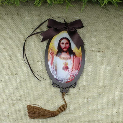 Adorno Oval Sagrado Coração de Jesus em MDF