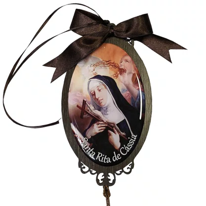 Adorno Oval Santa Rita de Cássia em MDF