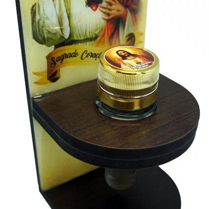 Adorno Porta Água Benta Sagrado Coração de Jesus e Maria - 20 x 8 cm