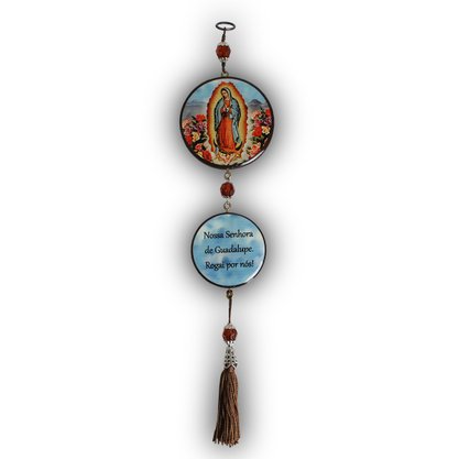 Adorno Porta Nossa Senhora de Guadalupe 2 Medalhas Redondo 33 cm x 7,5 cm