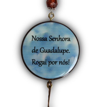Adorno Duplo Redondo Nossa Senhora de Guadalupe em MDF