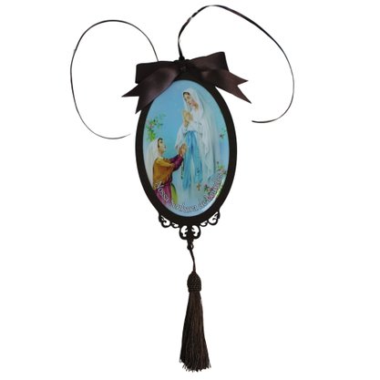 Adorno Porta Nossa Senhora de Lourdes Oval 30 x 10 cm