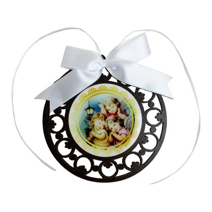 Adorno Redondo de Parede Mandala Anjos - 13,5 cm x 7,5 cm