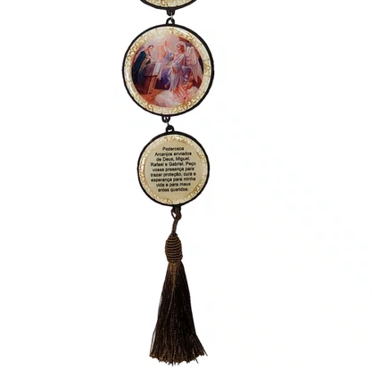 Adorno Redondo de Porta Arcanjos 4 Medalhas 40 cm x 6 cm