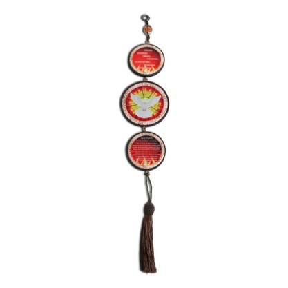 Adorno Redondo de Porta Divino Espírito Santo 3 Medalhas 40 cm x 7,5 cm