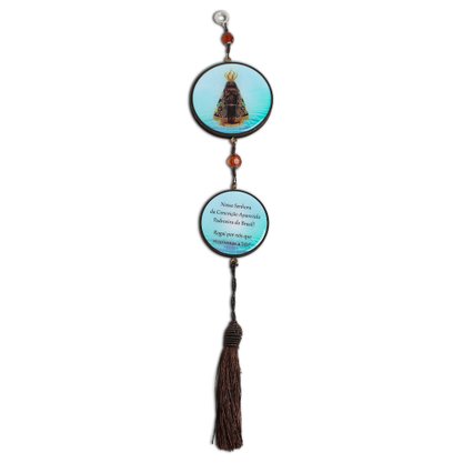 Adorno Redondo de Porta Nossa Senhora Aparecida 2 Medalhas 38 cm x 7,5 cm