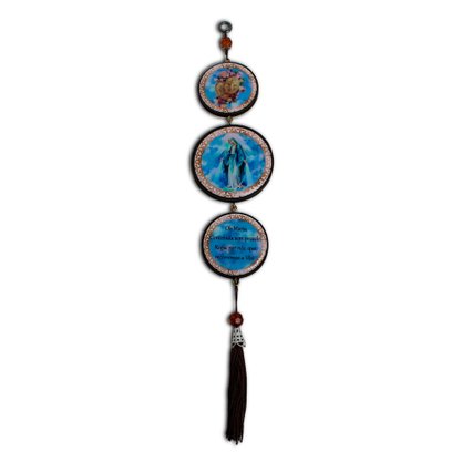 Adorno Redondo de Porta Nossa Senhora das Graças 3 Medalhas 39 cm x 7,5 cm