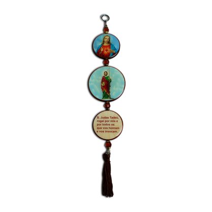 Adorno Redondo de Porta São Judas 3 medalhas 38 cm x 8 cm