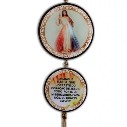 Adorno Triplo Redondo Jesus Misericordioso em MDF