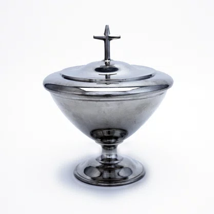 Âmbula de Estanho Cromada Média 17 cm