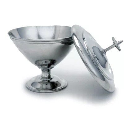 Âmbula de Estanho Cromada Média 17 cm