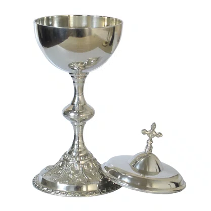 Âmbula Estanho Prata Base Trabalhada - 24 cm