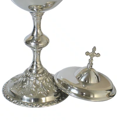 Âmbula Estanho Prata Base Trabalhada - 24 cm