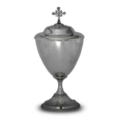 Âmbula Larga Coluna Torneada e Tampa 25 x 11,5 cm
