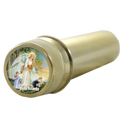 Aspersório Anjo da Guarda em Acrílico Dourado 14 cm x 4 cm