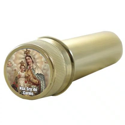Aspersório Nossa Senhora do Carmo em Acrílico Dourado 14 cm X 4 cm