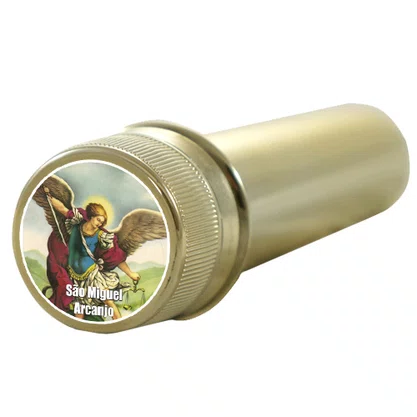 Aspersório São Miguel Arcanjo em Acrílico Dourado 14 cm x 4 cm