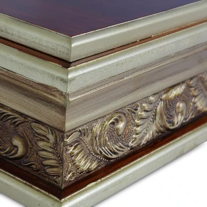 Base de Madeira para Imagem Marrom e Dourado - 15 cm x 37 cm