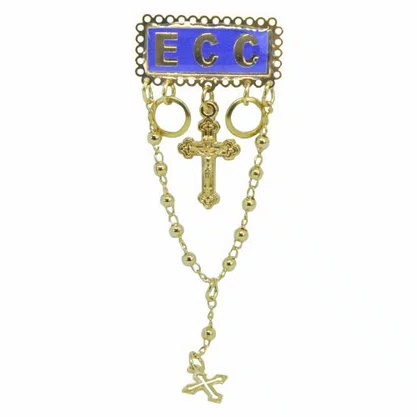 Boton ECC Azul com Terço Dourado 8cm