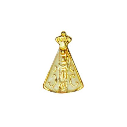 12 unid - Boton Nossa Senhora Aparecida Branco