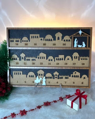 Calendário do Advento em MDF 30 x 22 cm -