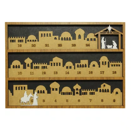 Calendário do Advento em MDF 30 x 22 cm -