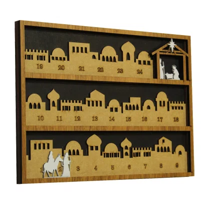 Calendário do Advento em MDF 30 x 22 cm -