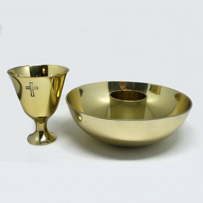 Cálice Comunhão Duas Espécies Dourado Copo / Base Grande