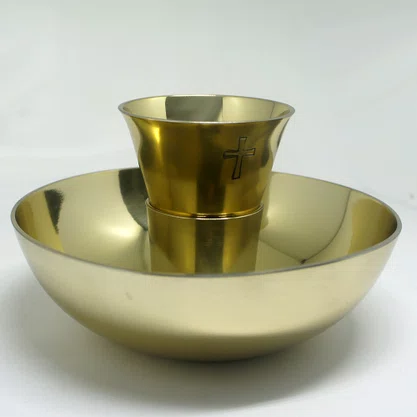 Cálice Comunhão Duas Espécies Dourado Copo / Base Grande