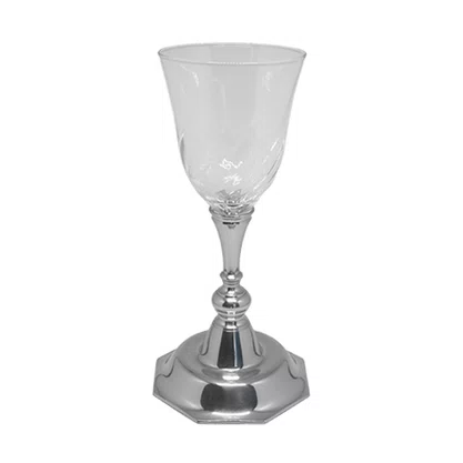 Cálice Octogonal Cristal Base Prata