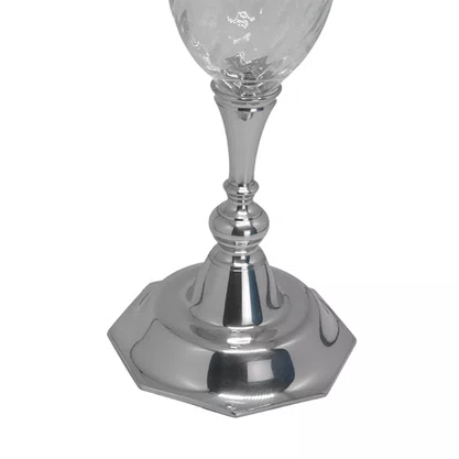 Cálice Octogonal Cristal Base Prata