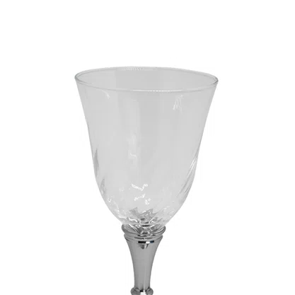 Cálice Octogonal Cristal Base Prata