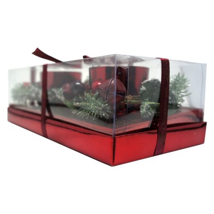 Candelabro com Arranjos de Natal Conjunto com Dois Vermelho