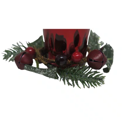 Candelabro com Arranjos de Natal Conjunto com Dois Vermelho