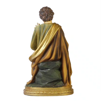 Imagem de São José Sentado com Menino Jesus de Resina Importada - 22 cm