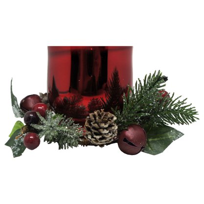 Candelabro Com Arranjos De Natal Vermelho 12cm