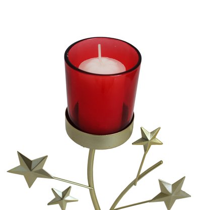 Candelabro Natalino 1 Copo Vermelho com Vela - 27 cm