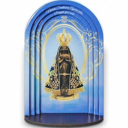 Capela 3d Resinada Nossa Senhora Aparecida Azul - 24 Cm X 16 Cm