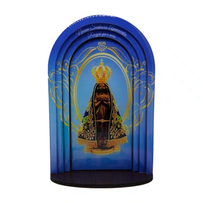 Capela 3d Resinada Nossa Senhora Aparecida Azul - 24 Cm X 16 Cm