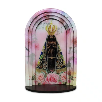 Capela 3d Resinada Nossa Senhora Aparecida Rosas - 24 Cm X 16 Cm