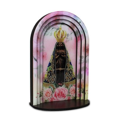 Capela 3d Resinada Nossa Senhora Aparecida Rosas - 24 Cm X 16 Cm